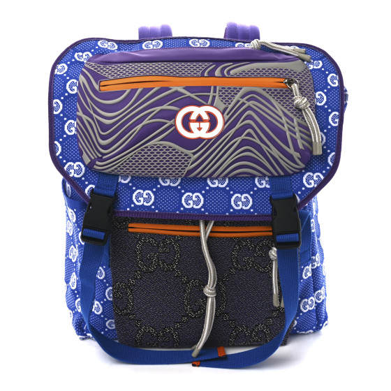 Gucci Jersey GG Monogram All Over Pan Sport Double Buckle Backpack  Blue Multicolor