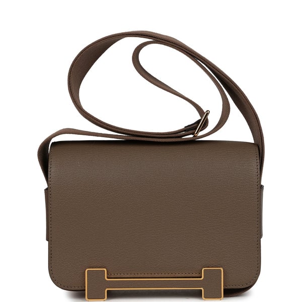 Hermes Hermes Geta Etoupe Chevre Mysore Gold Hardware