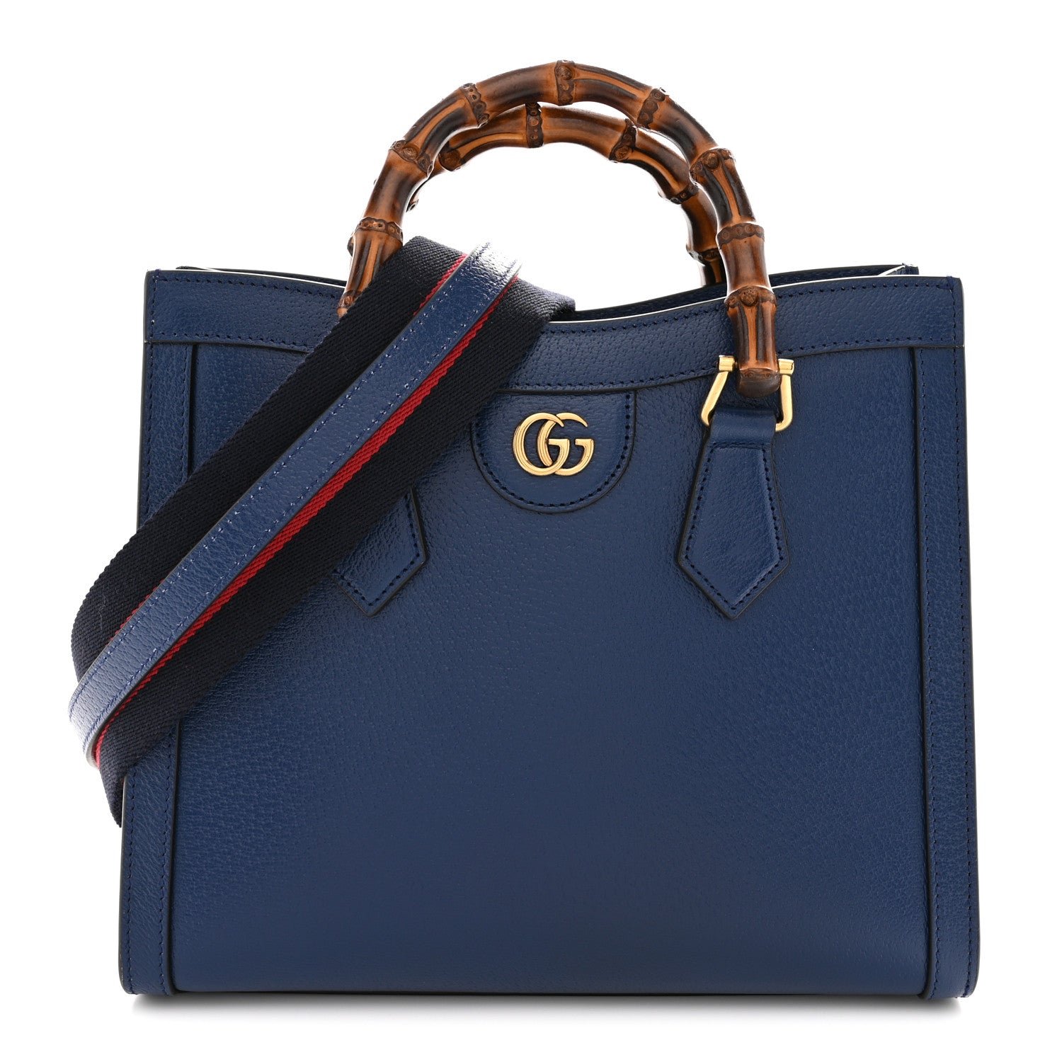 Gucci Textured Dollar Calfskin Web Small Diana Tote Bag Royal Crop