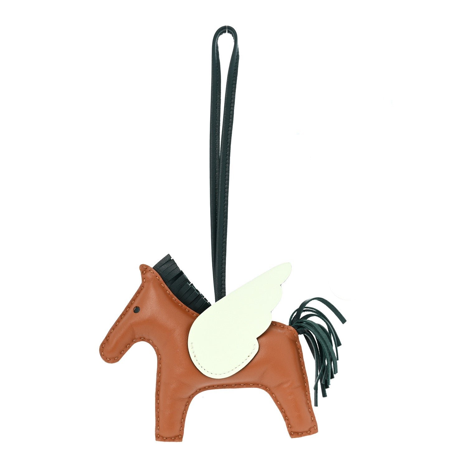 Hermes Milo Lambskin Grigri Rodeo Pegase Horse Bag Charm MM Gold Vert Cypress Vert Fizz