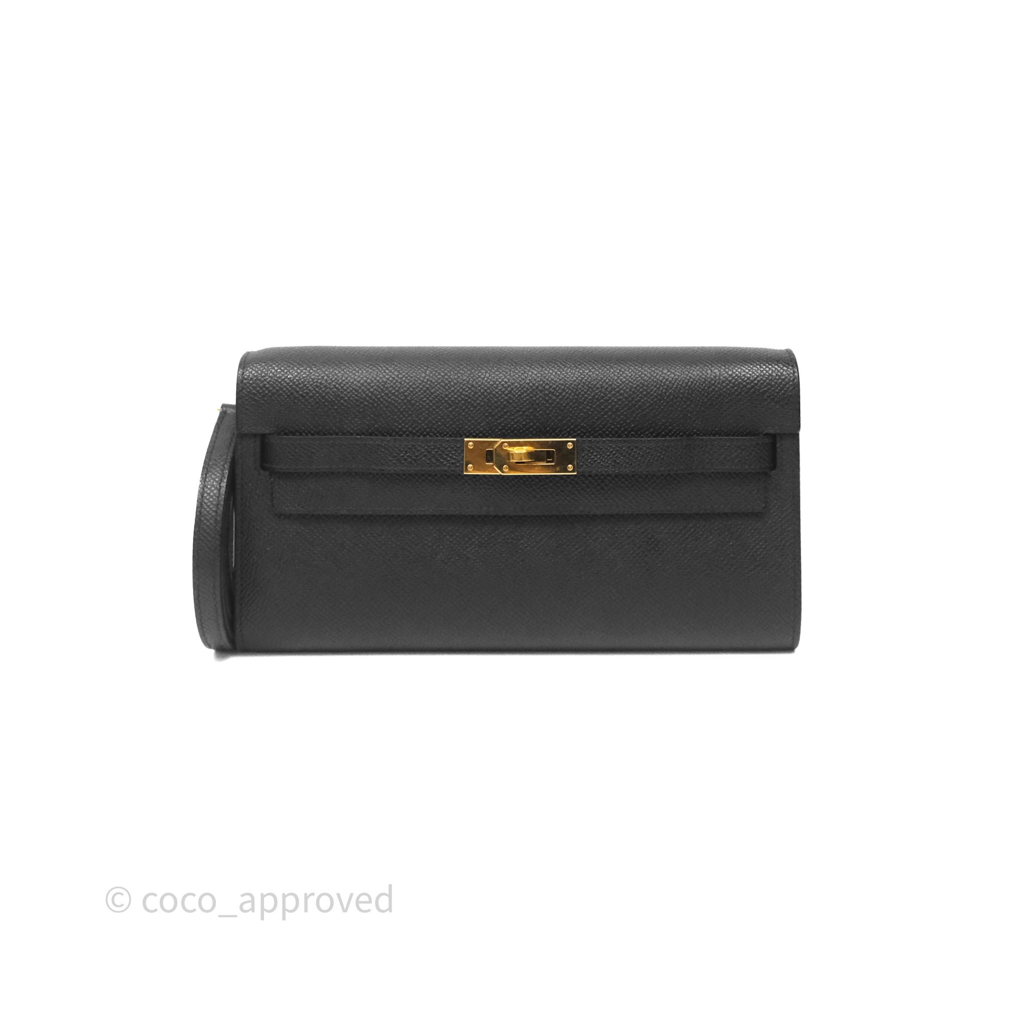Hermès Kelly To Go Wallet Noir 89 Black Epsom Gold Hardware