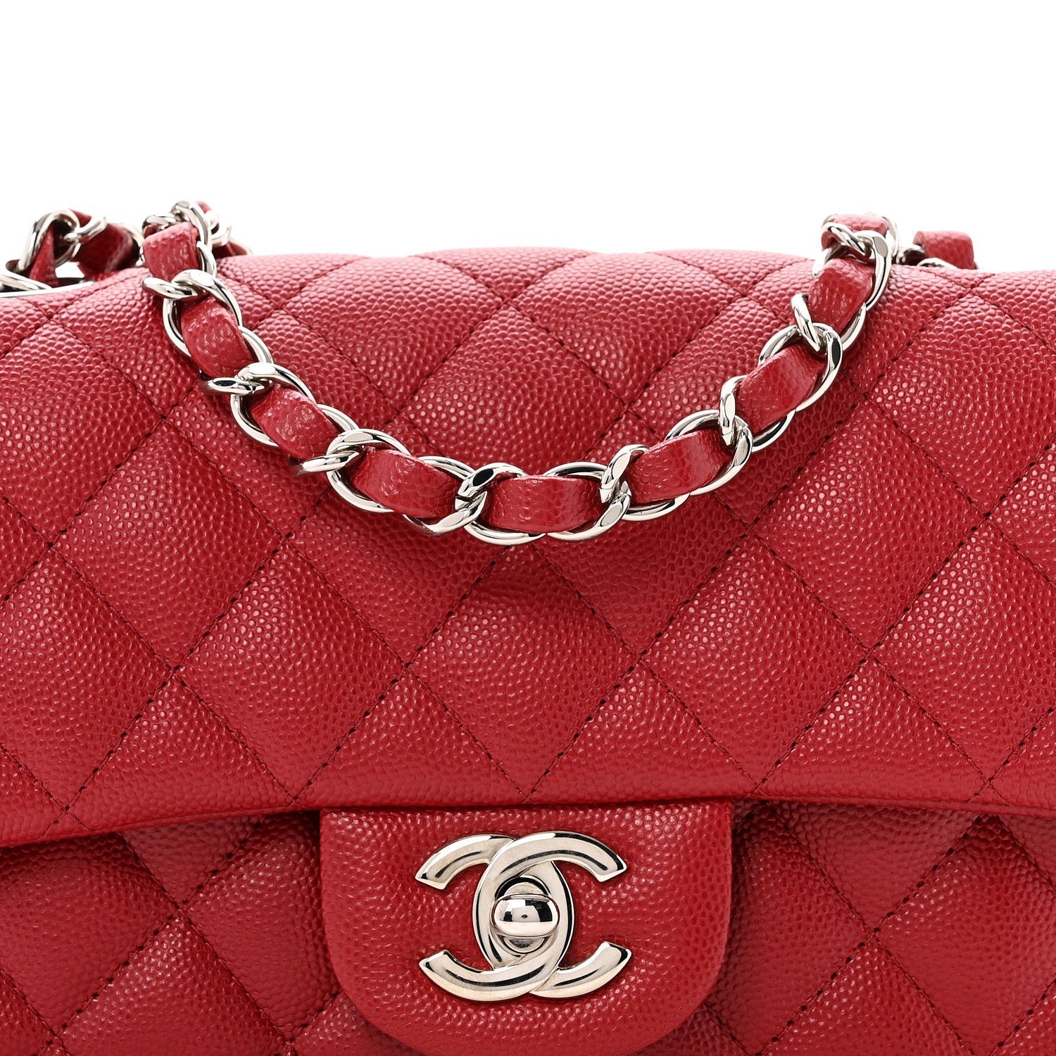 Chanel Caviar Quilted Mini Rectangular Flap Dark Red