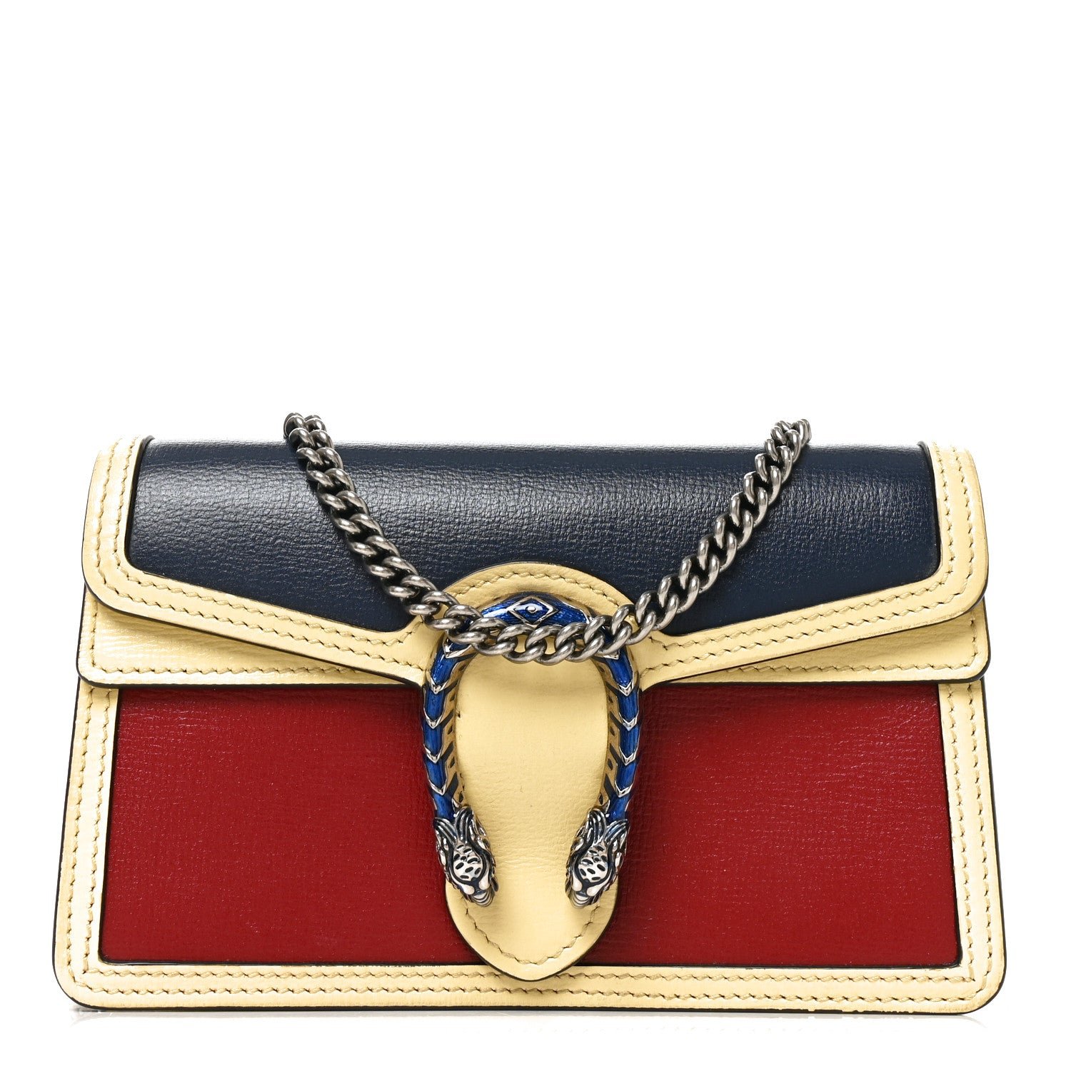 Gucci Azalea Calfskin Enamel Super Mini Dionysus Shoulder Bag Red Blue Yellow