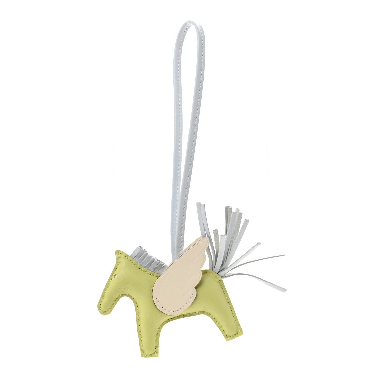 Hermes Milo Lambskin Grigri Rodeo Pegase Horse Bag Charm PM Jaune Bourgeon Bleu Brume Nata