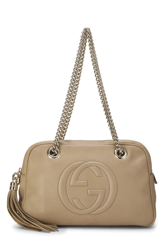 Beige Leather Soho Chain Shoulder Bag