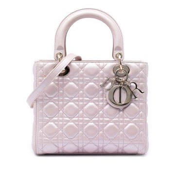 Lambskin Medium Pearlescent Lambskin Cannage Lady Dior