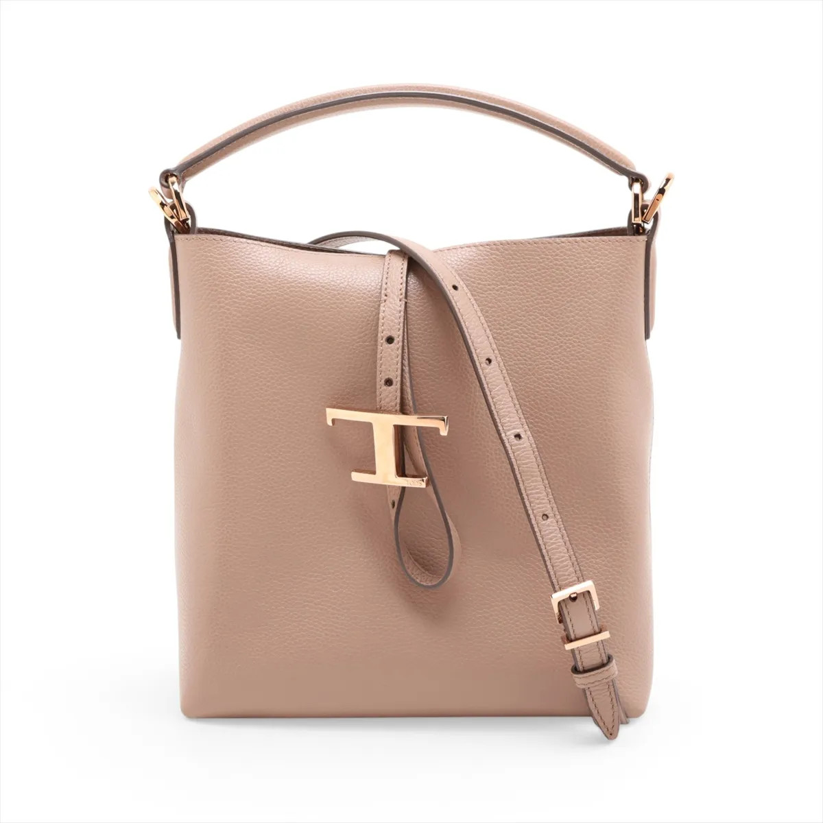 Tod's T timeless buckets Leather 2 Way Shoulder Bag Brown