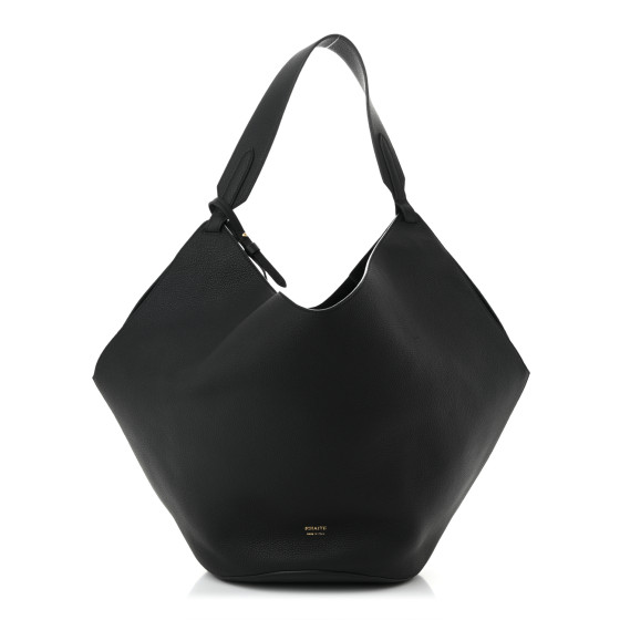 Khaite Pebbled Sport Calfskin Medium Lotus Tote Black