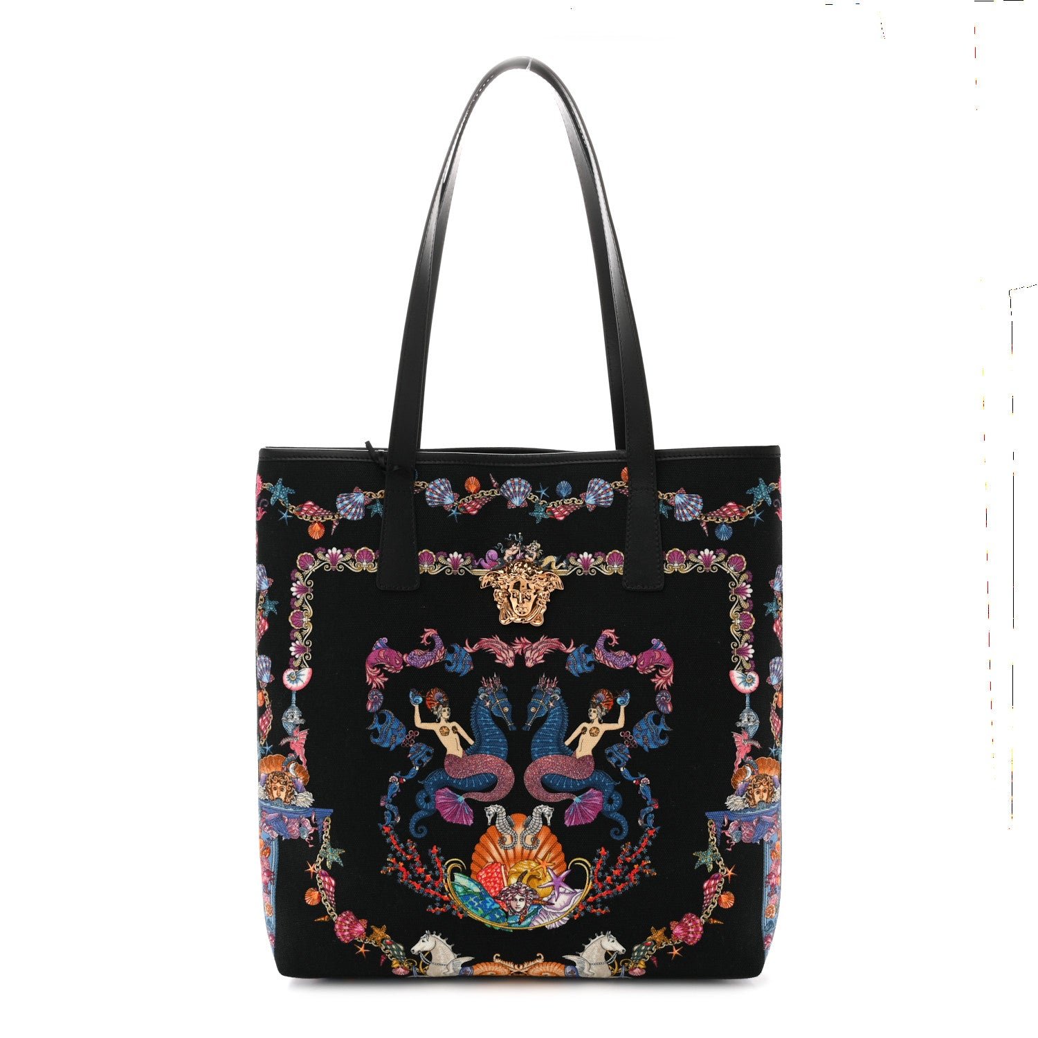 Versace Versace Canvas Underwater Medusa Tote Black Multicolor