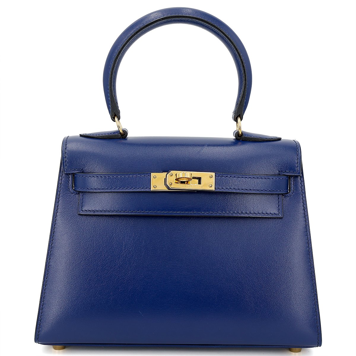 Very Good ( Rank A) HERMÈS Vintage Mini Kelly 20 Blue Sapphire (73) Box-calf Gold hardware