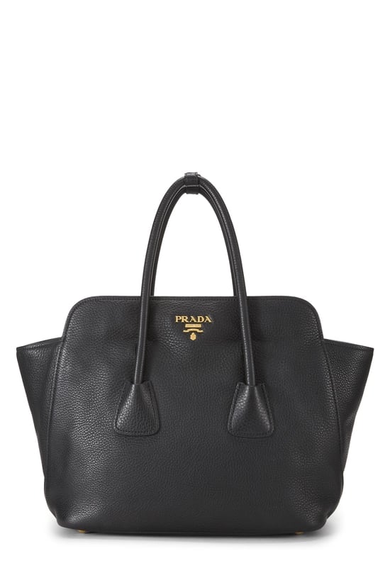 Black Vitello Daino Convertible Top Handle Bag