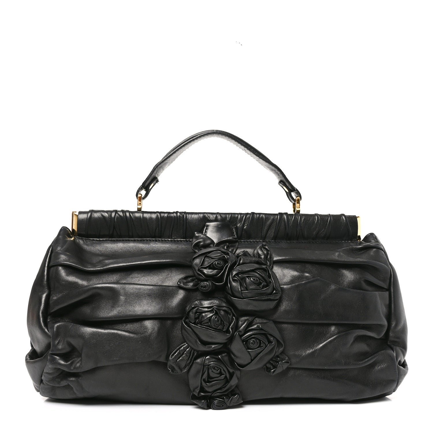 Valentino Garavani Nappa Jardin Rose Framed Duffel Black