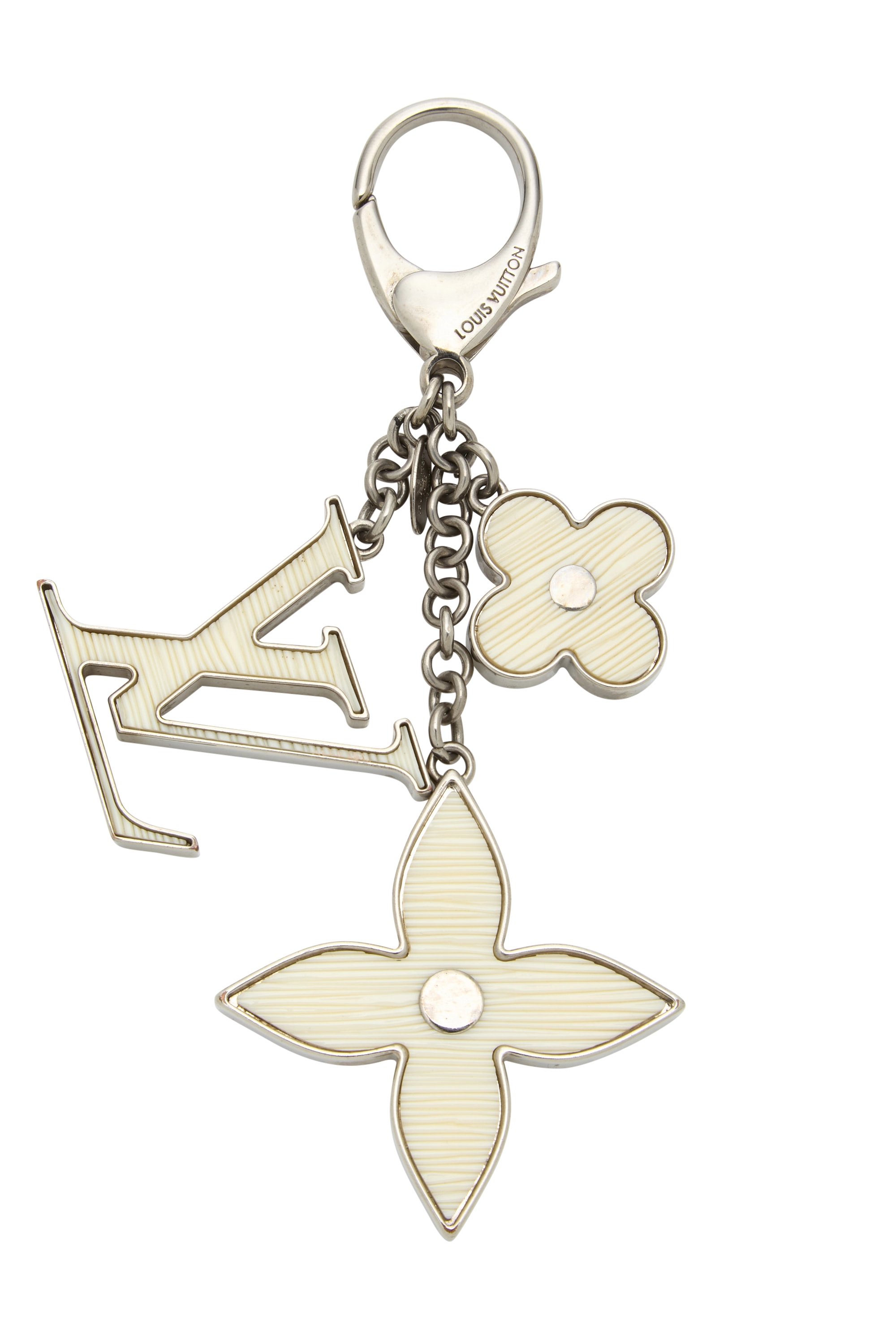 White & SIlver Fleur d'Epi Bag Charm