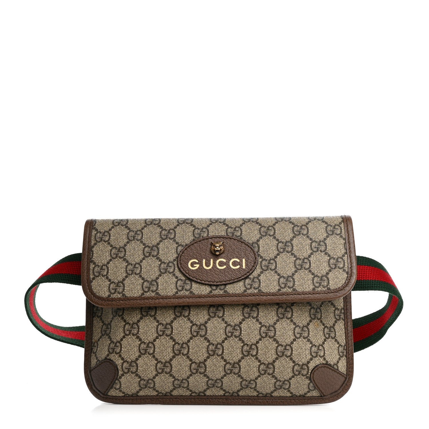 Gucci GG Supreme Monogram Neo Vintage Web Belt Bag Brown