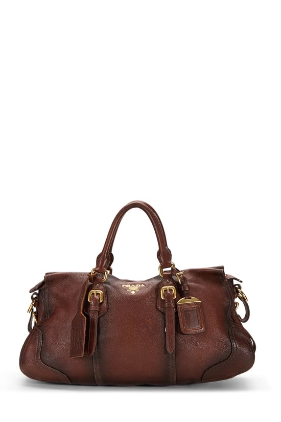 Brown Deerskin Leather Buckle Handbag