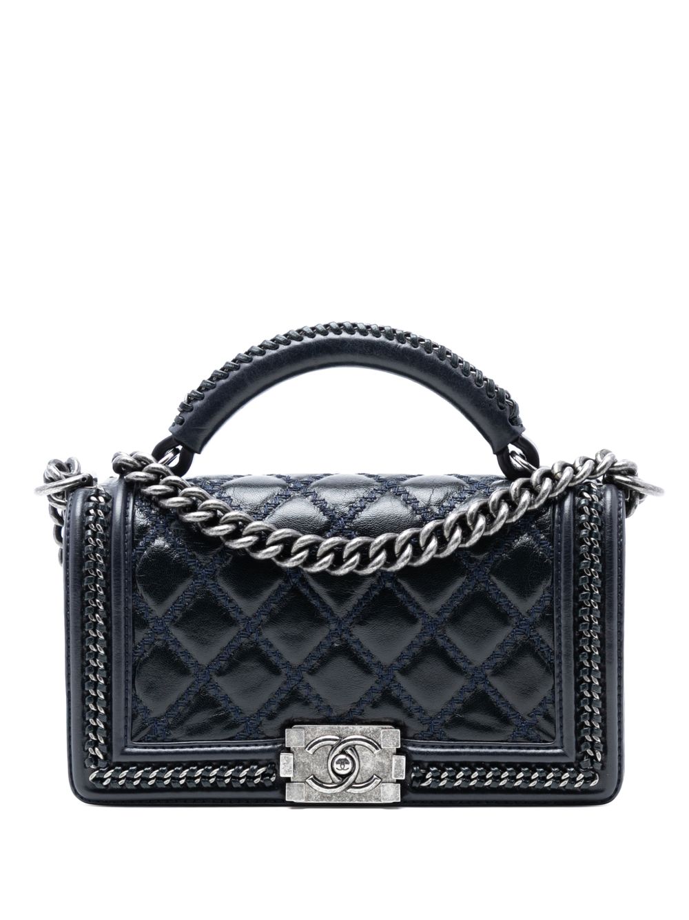 2015-2016 Old Medium Quilted Calfskin Whipstitch Chain Around Boy Top Handle Flap satchel