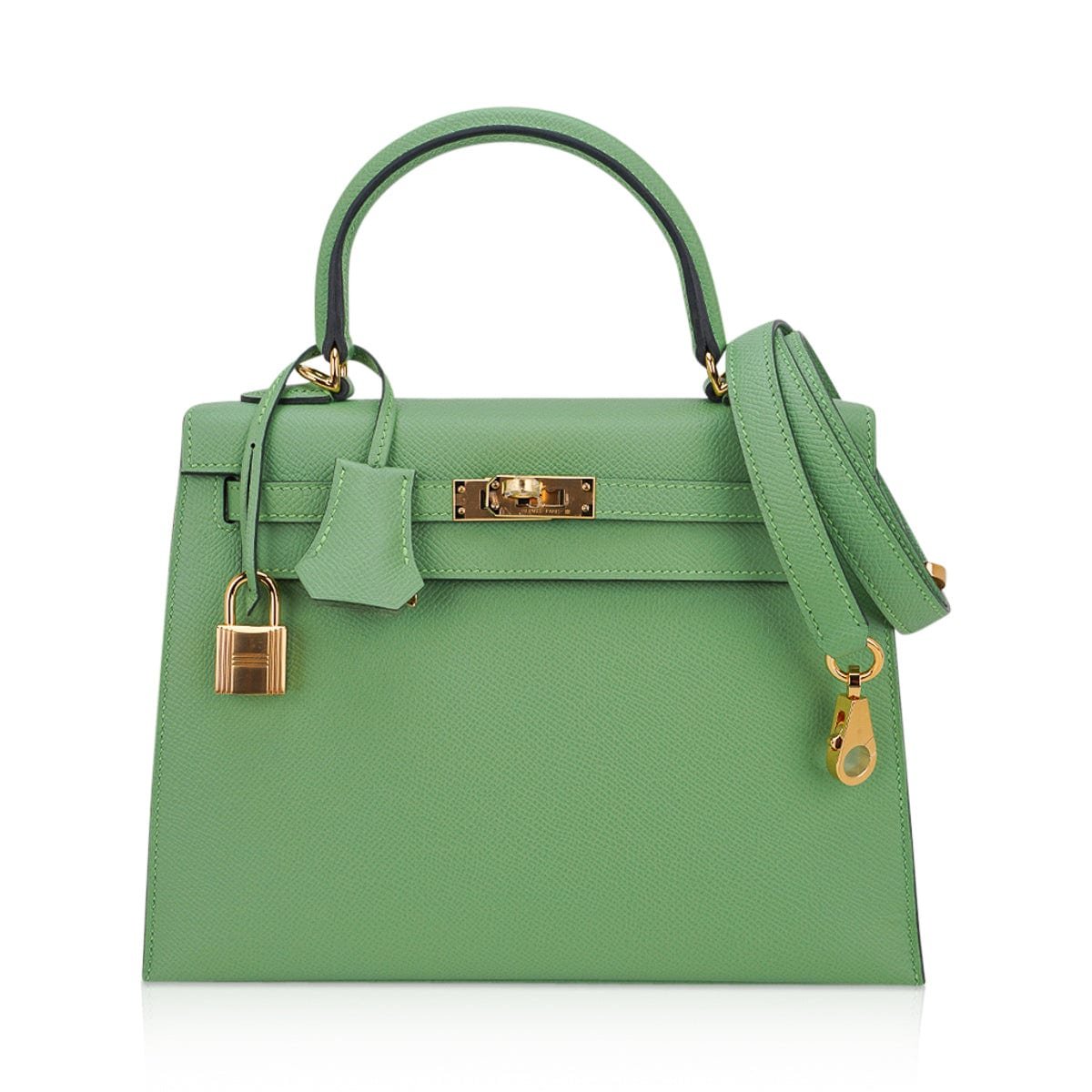 Hermes Hermes Kelly 25 Sellier Bag Vert Criquet Epsom Leather with Gold Hardware
