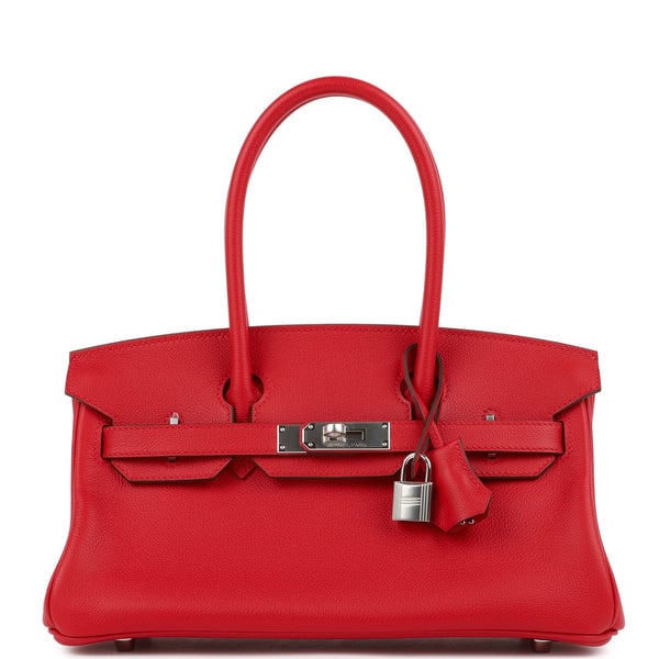 Hermes Hermes Shoulder Birkin Light 29 Rouge Radieux Evercolor Palladium Hardware
