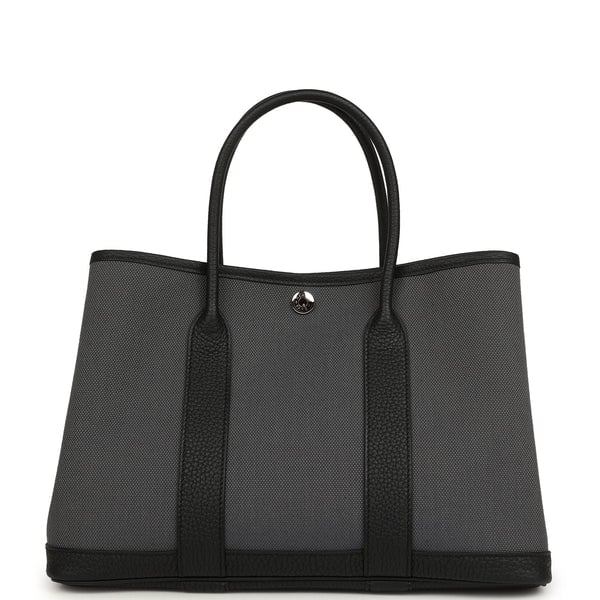 Hermes Garden Party 30 Ardoise Toile and Black Negonda Palladium Hardware