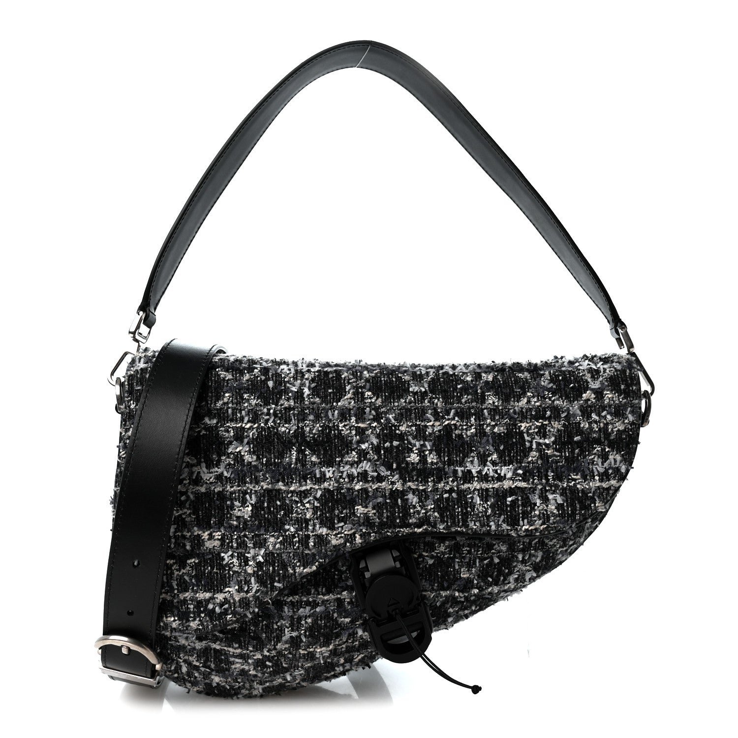 Christian Dior Tweed Saddle Bag Dark Blue