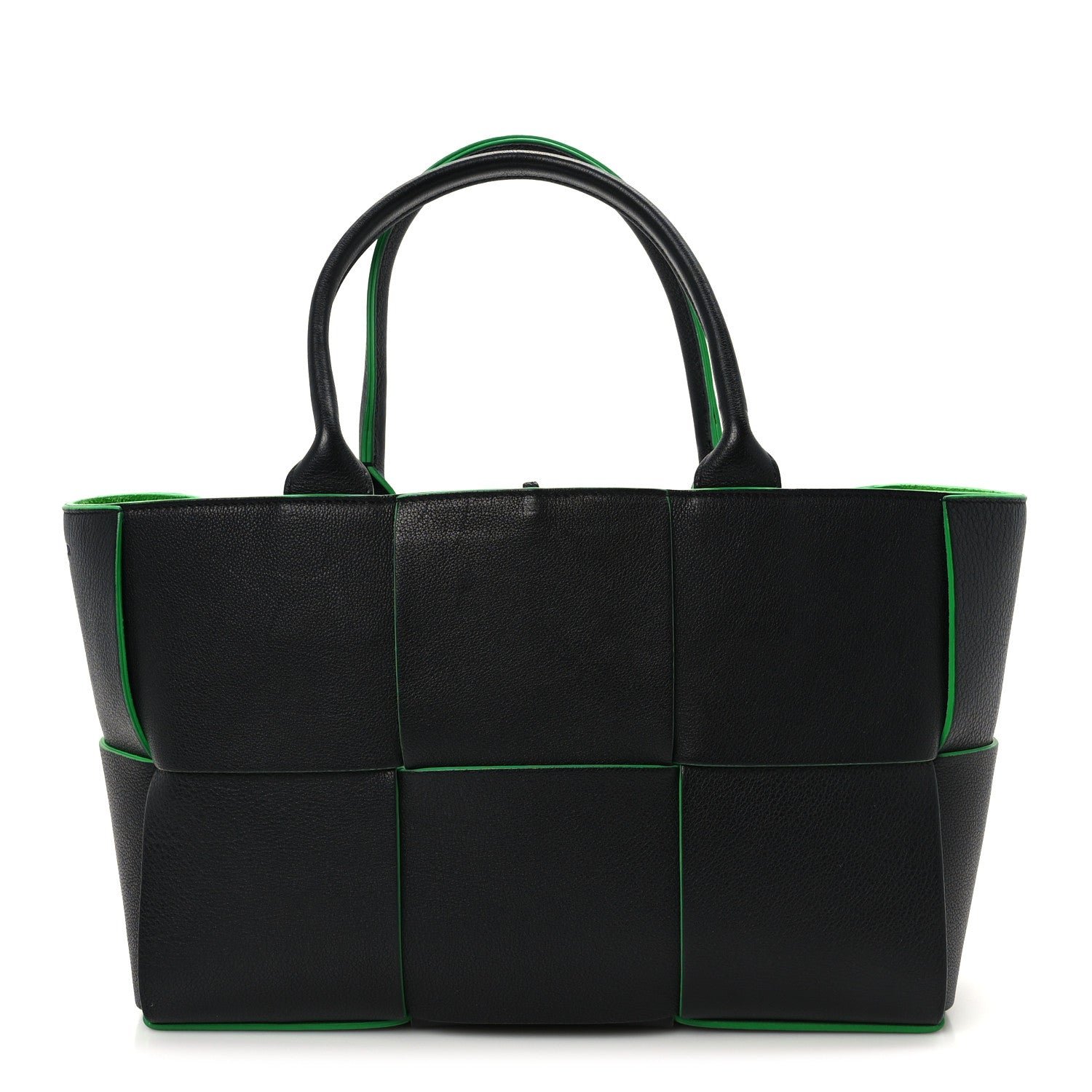 Bottega Veneta Bottega Veneta Calfskin Maxi Intrecciato Medium Arco Tote Black Parakeet