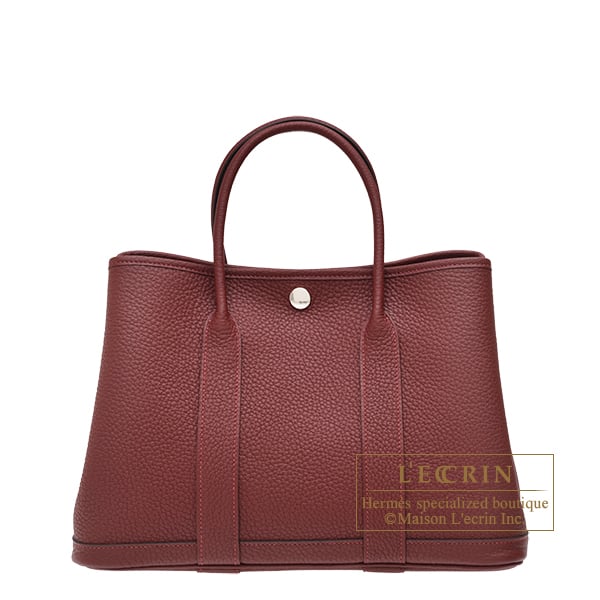 Hermes Garden Party bag 30/TPM Rouge H Negonda leather Silver hardware