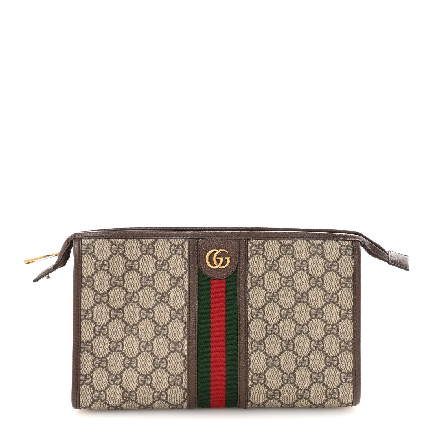 Gucci GG Supreme Monogram Web Ophidia GG Toiletry Case Beige New Acero
