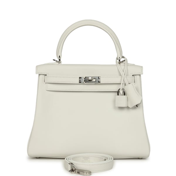 Hermes Kelly Sellier 25 New White Swift Palladium Hardware