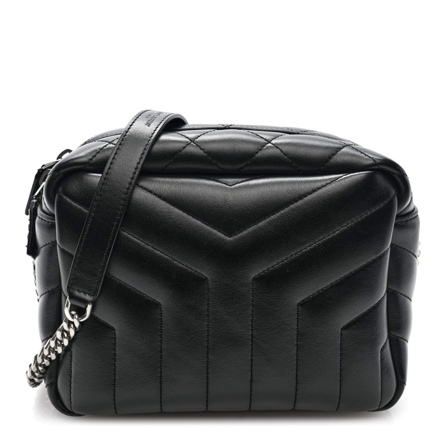 Saint Laurent Calfskin Y Quilted Monogram Small Loulou Bowling Bag Black