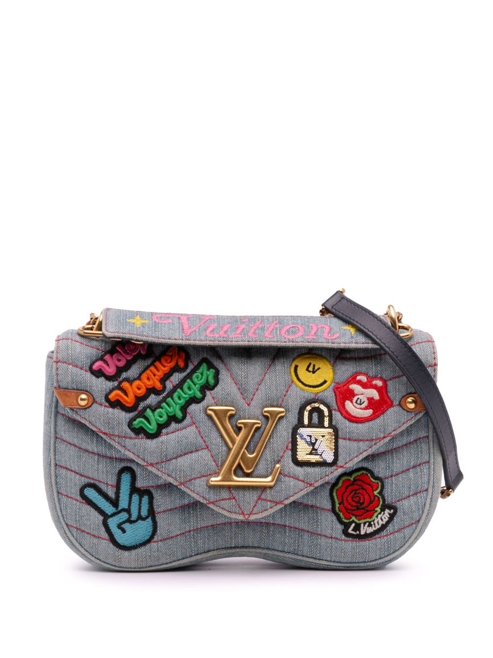 2018 Limited Edition Denim Patches New Wave Chain MM satchel