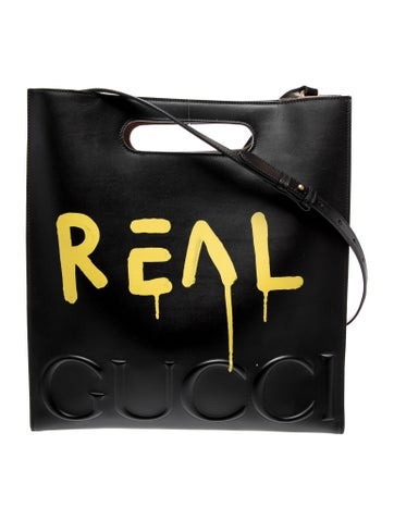 Leather gucci ghost tote black XL