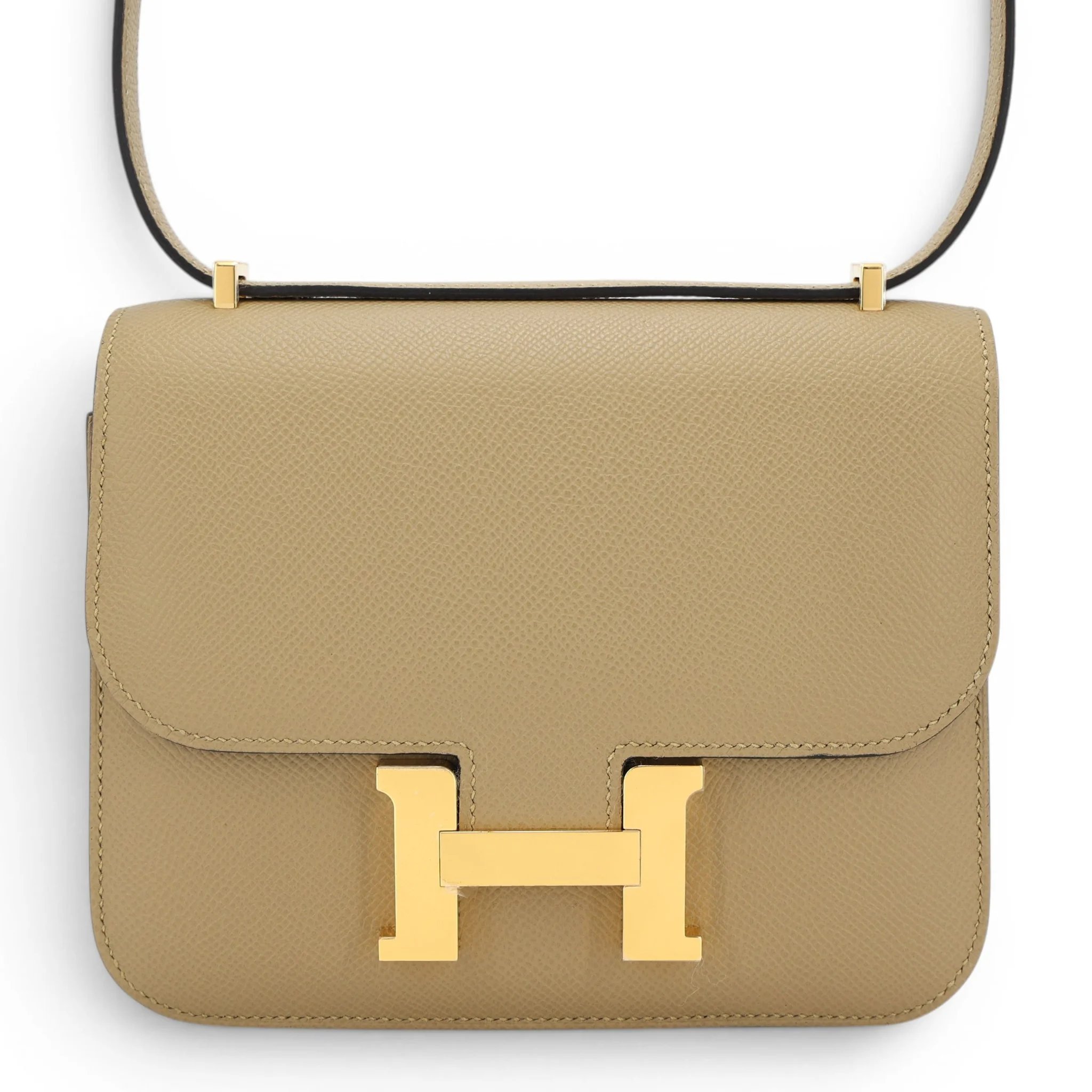 Brand New ( Rank N ) HERMÈS Constance Mini 19 Mirror Poussiere (1C) Epsom Gold hardware K (2025)