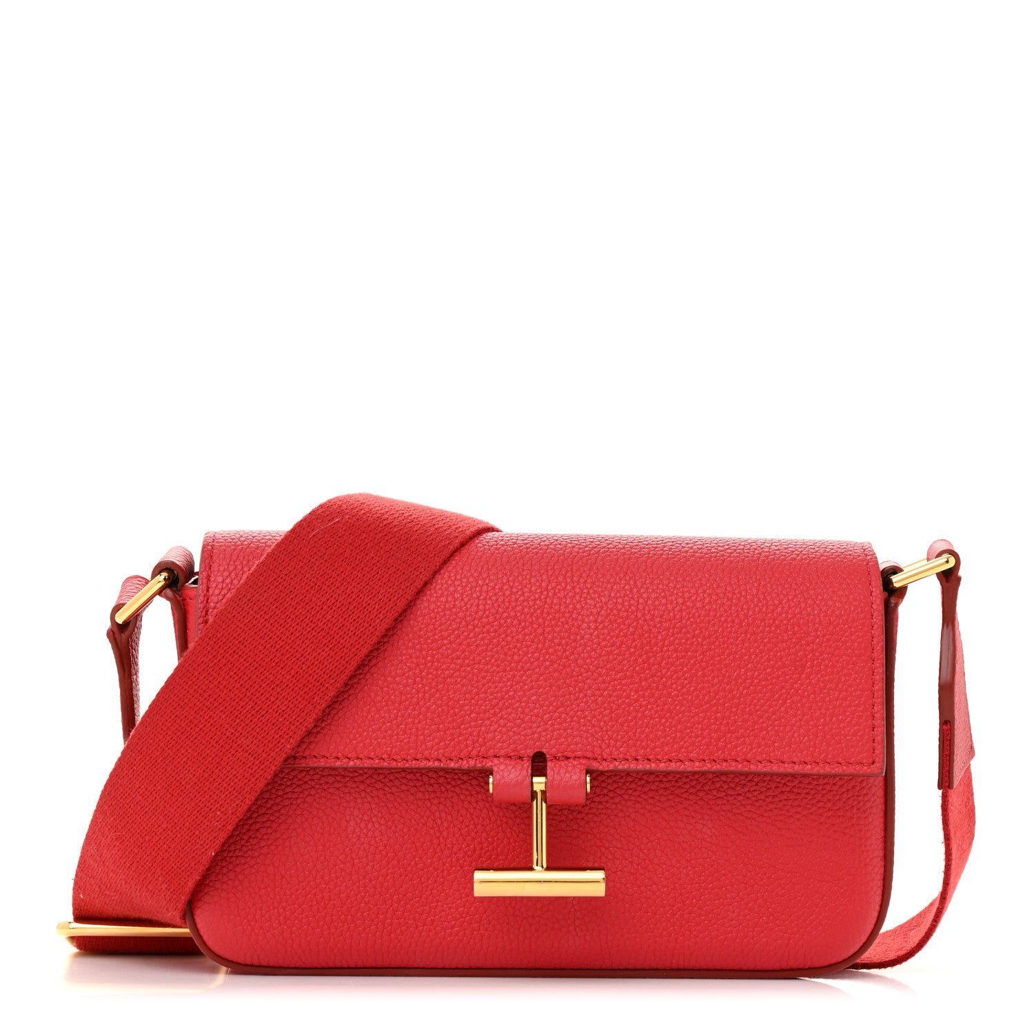 Tom Ford Grained Calfskin Mini Tara Long Strap Crossbody Bag Red