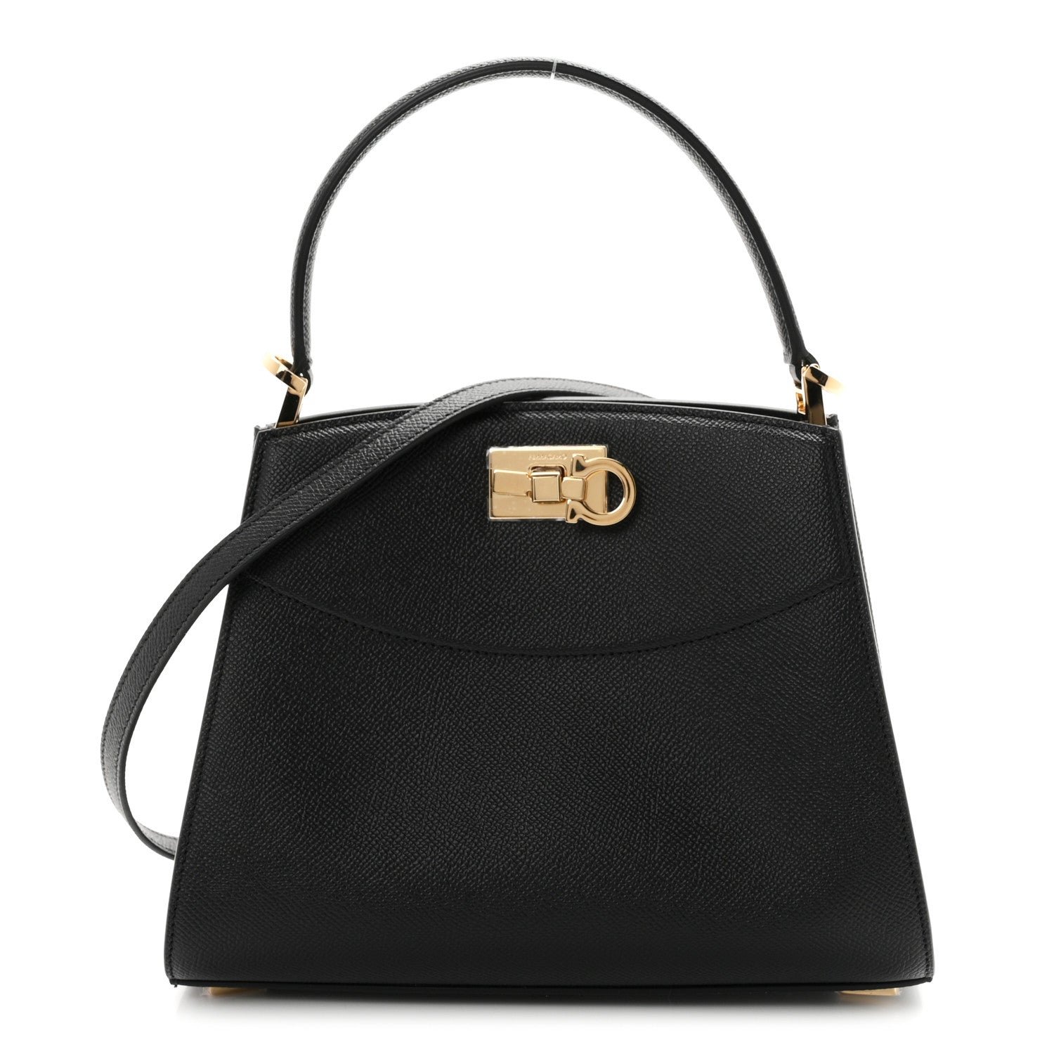 Ferragamo Salvatore Ferragamo Hammered Calfskin XS New Studio Box Bag Black