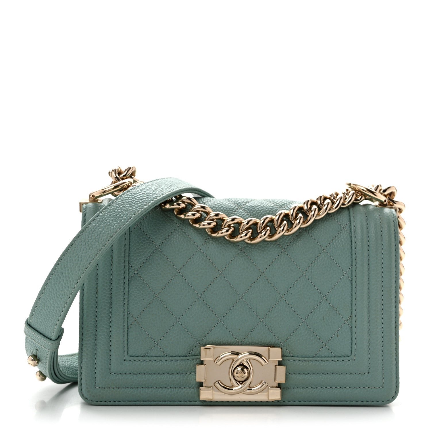 Chanel Caviar Quilted Small Boy Flap Light Blue
