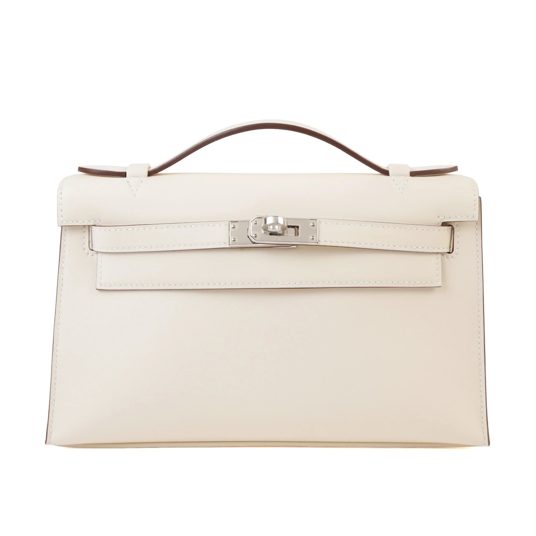 Brand New ( Rank N ) HERMÈS Kelly Pochette Nata (I2) Swift Palladium hardware K (2025)