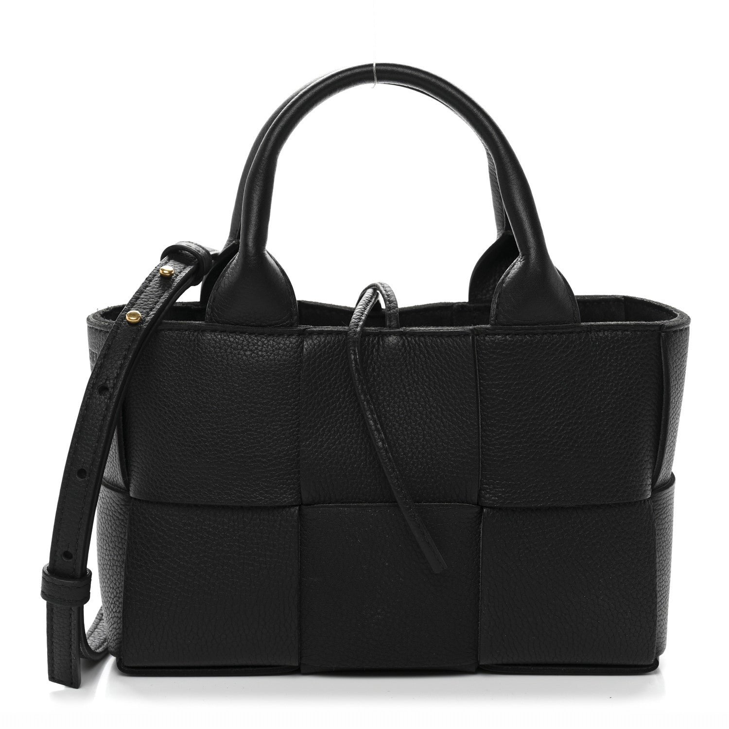 Bottega Veneta Grained Calfskin Intrecciato Mini Arco Tote Black