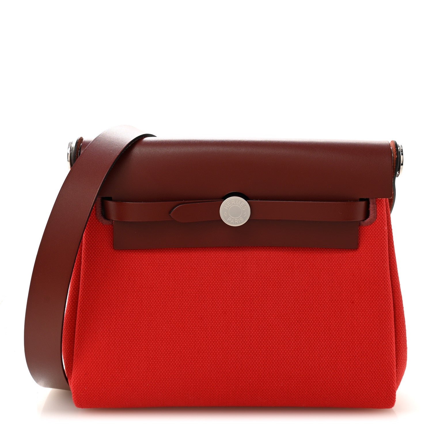 Hermes Military Toile Vache Hunter Herbag Zip Retourne 20 Rouge Piment Rouge H