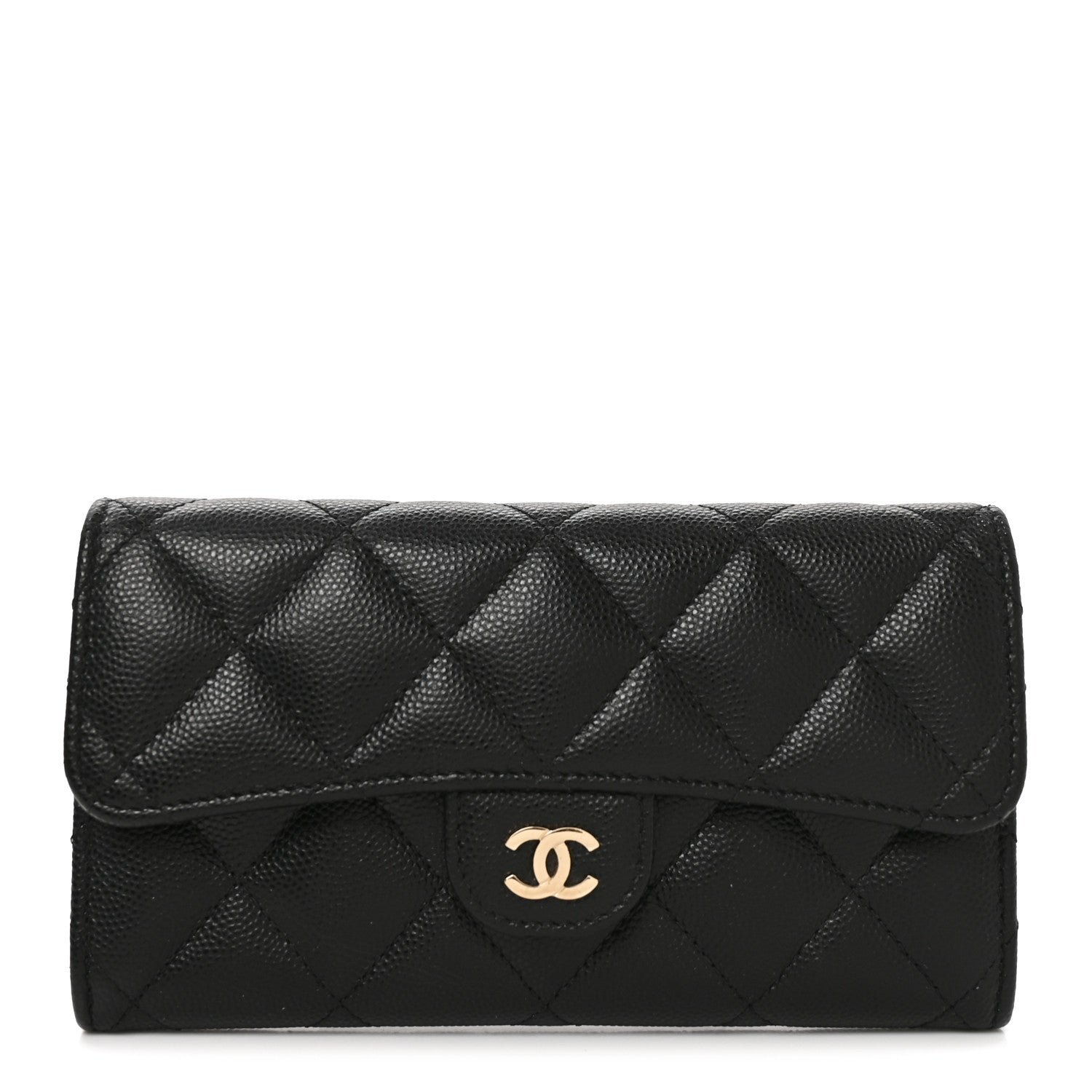 Chanel Caviar Quilted Medium Gusset Flap Wallet Black