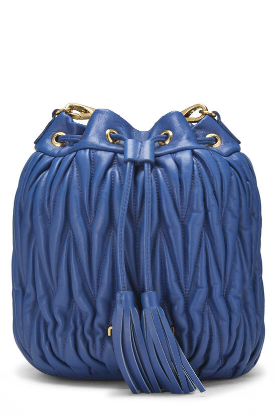 Miu Miu Blue Nappa Convertible Bucket Bag