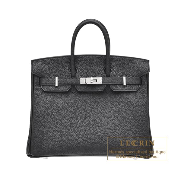 Hermes Birkin bag 25 Black Togo leather Silver hardware