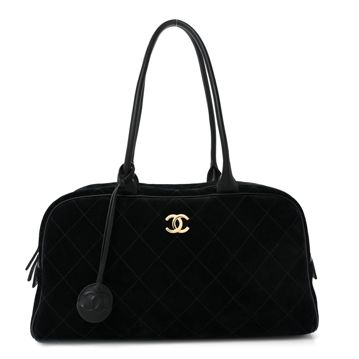 Chanel Suede Calfskin Large Perfect Bowling Bag Black