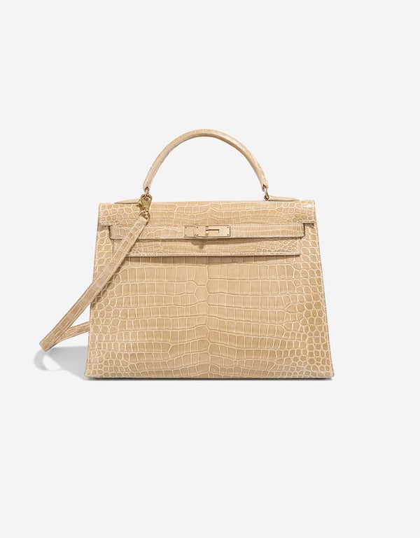 Hermes 
		Kelly 32 Porosus Crocodile Poussière