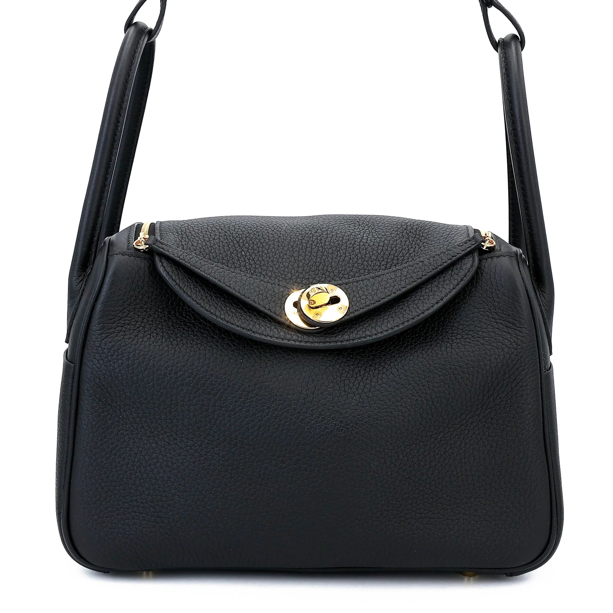 Unused ( Rank NS ) HERMÈS Lindy 26 Noir (89) Clemence Gold hardware B (2023)