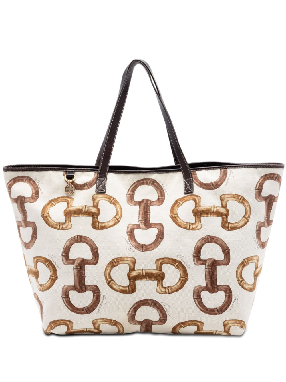 2000-2015 Printed Canvas Bamboo Horsebit tote bag
