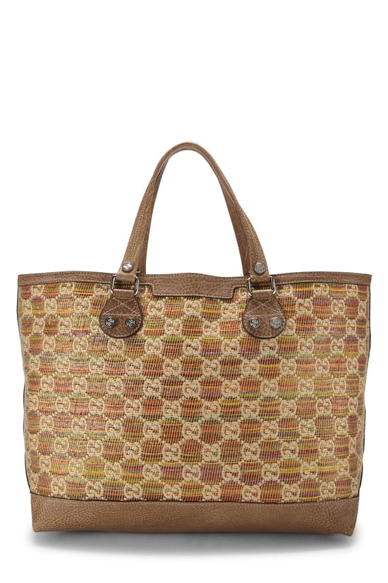 Brown GG Libeccio Raffia Sunset Tote Large