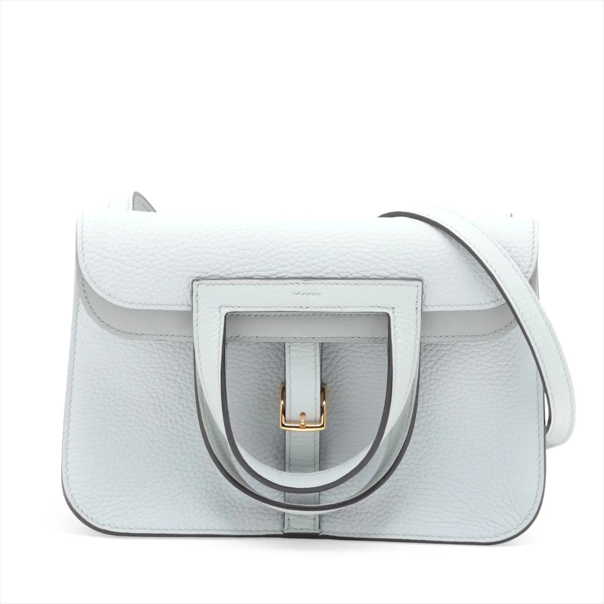 Hermès Alzan 25 Taurillon Clemence Blue glacier Gold Metal Fittings