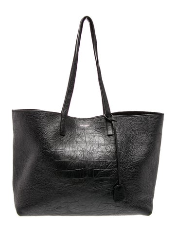 Embossed Leather E/W Shopping Tote