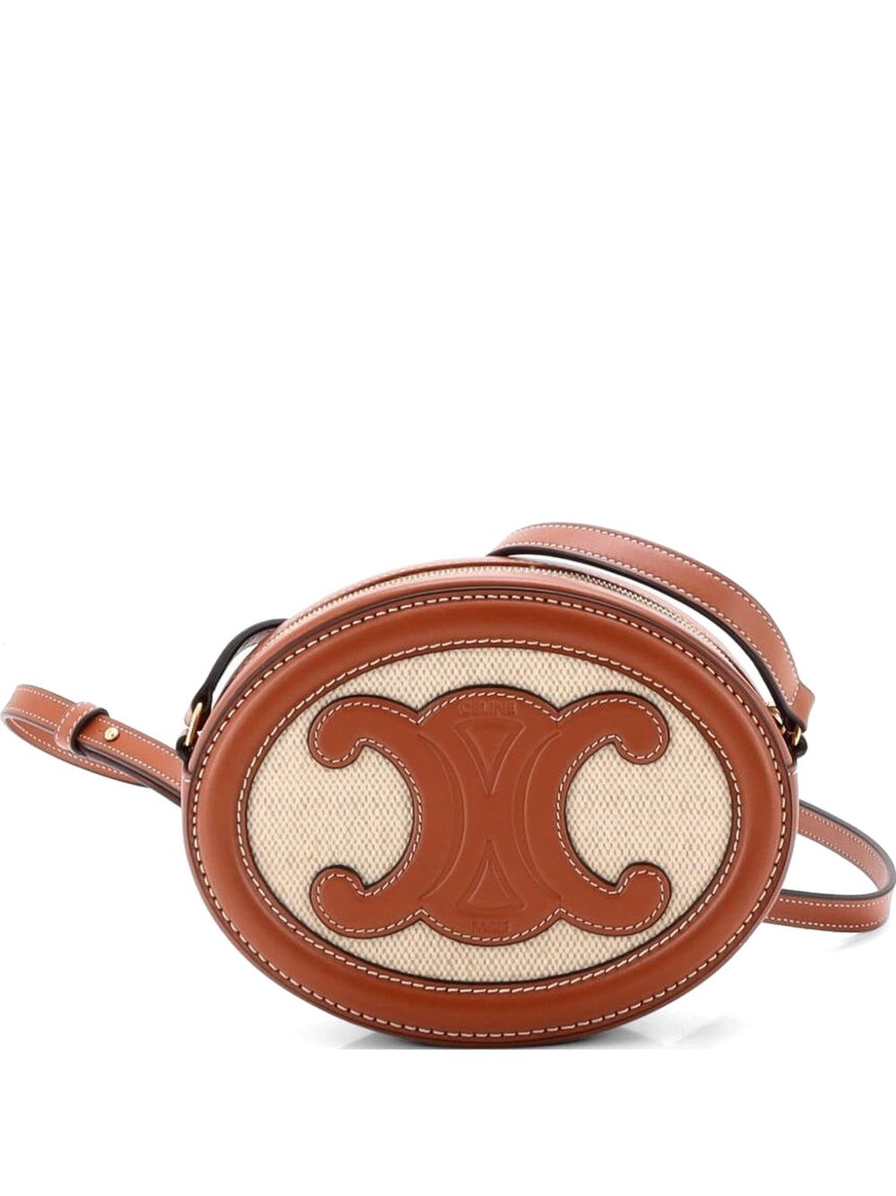 Triomphe Oval Canvas and Leather crossbody bag