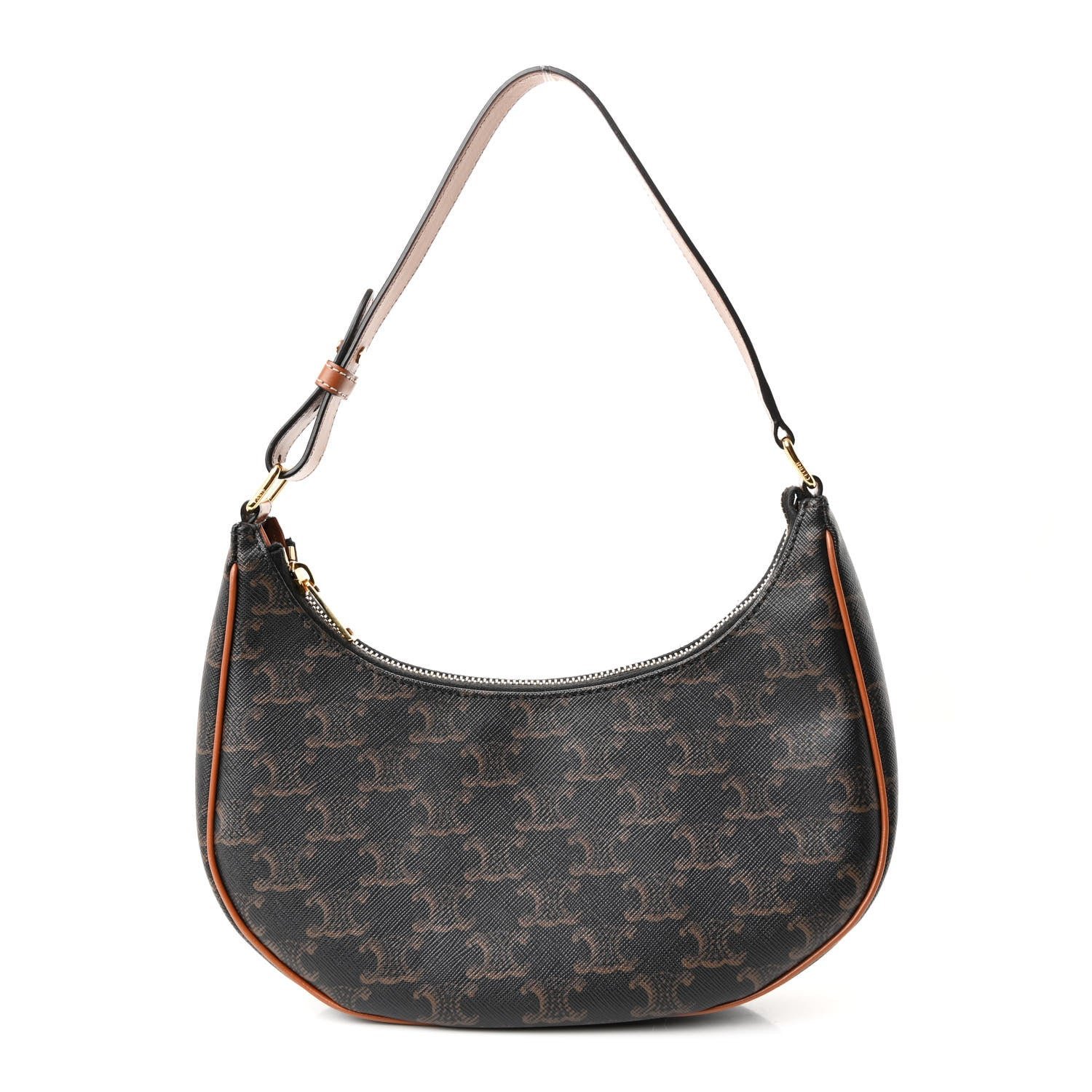 Celine Triomphe Canvas Calfskin Ava Shoulder Bag Tan